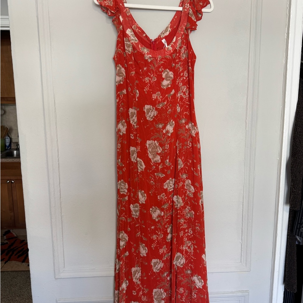 Anthropologie Red Floral Maxi Dress